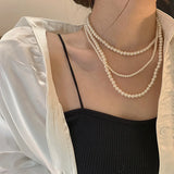 Multilayer Pearl Necklace Vintage Wedding Statement Necklace