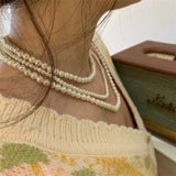 Multilayer Pearl Necklace Vintage Wedding Statement Necklace