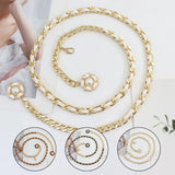 Women Pearl Belt Waist Belt Elastic Buckle Pearl Chain Belt Female