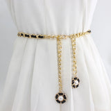 Women Pearl Belt Waist Belt Elastic Buckle Pearl Chain Belt Female