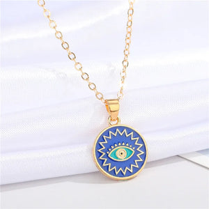 Colorful Evil Eye Pendant Necklace for Women Vintage Eye Jewelry