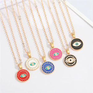 Colorful Evil Eye Pendant Necklace for Women Vintage Eye Jewelry