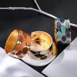 European Oil Drop Wide Bangle Cuff Bracelet for Women