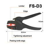 FS-D4 Wire Stripper Pliers 0.08-10mm Cutter Cable Multitool 0.03-6mm2
