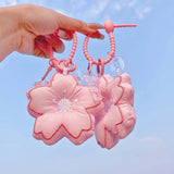 1PC Sakura Keychain Flower Keyring for Women Couple Backpack Pendant