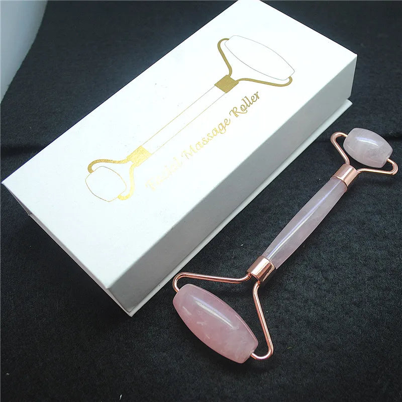Rose Quartz Facial Massage Roller for Body Exercise