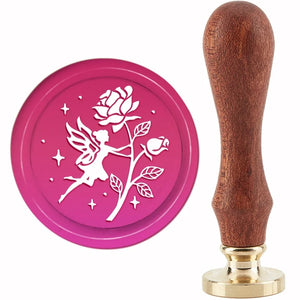Fairy Wax Seal Stamp Flower 30mm Brass Head Sealing Stamp Wooden Handle