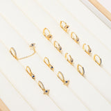 18K Plated Zircon Eye Tassel Earrings Crystal Dangle Cartilage Stud Piercing