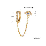 18K Plated Zircon Eye Tassel Earrings Crystal Dangle Cartilage Stud Piercing