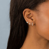 18K Plated Zircon Eye Tassel Earrings Crystal Dangle Cartilage Stud Piercing