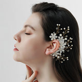 Crystal Flower Ear Clips No Piercing Punk Geometric Earrings Women