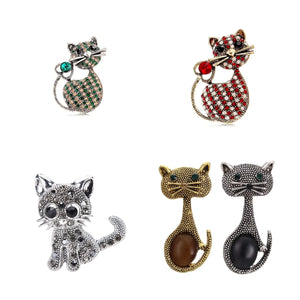 Rhinestone Cat Brooch Lapel Pin Wedding Party Accessory