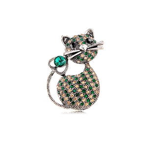 Rhinestone Cat Brooch Lapel Pin Wedding Party Accessory