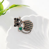 Rhinestone Cat Brooch Lapel Pin Wedding Party Accessory