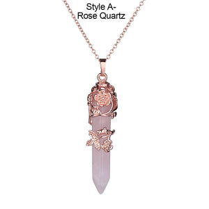 Hexagonal Healing Crystal Necklace Amethyst Quartz Reiki Healing Pendant
