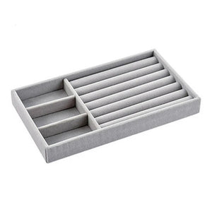 Portable Velvet Jewelry Storage Tray Ring Necklace Display Box