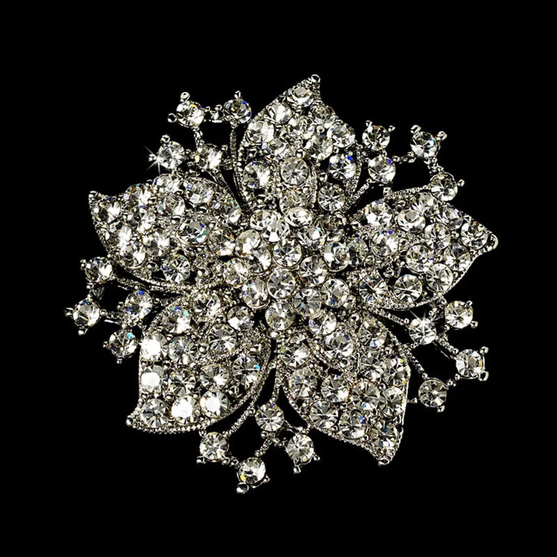 Bauhinia Rhinestone Brooch for Women, Cardigan Clip, Suit Pin