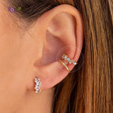Colorful Crystal Ear Cuff Clip Earrings Leaves U-shaped Ear Clips