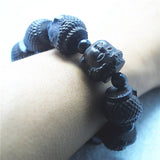 Men's Buddha Head Wooden Bracelet 20X17MM Elastic Wire Party Wear