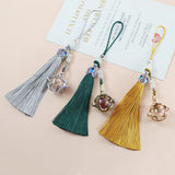 Four Leaf Locket Pendant Tassel Memorial Keychain Bag Pendant Decor