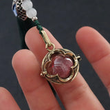 Four Leaf Locket Pendant Tassel Memorial Keychain Bag Pendant Decor