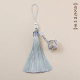 Four Leaf Locket Pendant Tassel Memorial Keychain Bag Pendant Decor