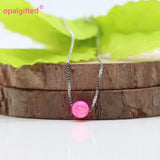 5mm Hot Pink Opal Beads Necklace with S925 Silver Chain