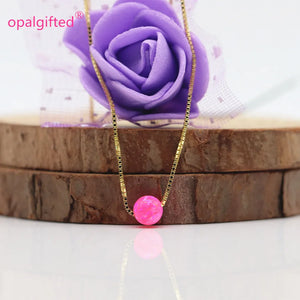 5mm Hot Pink Opal Beads Necklace with S925 Silver Chain