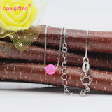 5mm Hot Pink Opal Beads Necklace with S925 Silver Chain