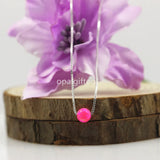 5mm Hot Pink Opal Beads Necklace with S925 Silver Chain