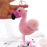 Fluffy Flamingo Keychain Charms Pom Car Pendant Key Ring Holder