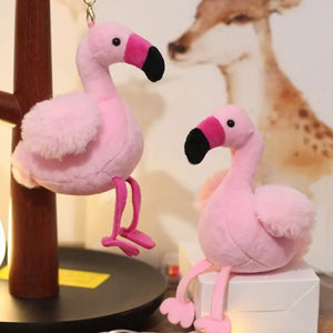 Fluffy Flamingo Keychain Charms Pom Car Pendant Key Ring Holder