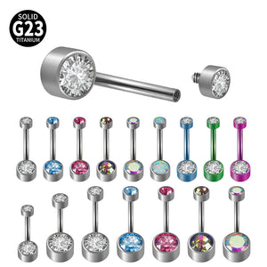 G23 Titanium Bezel Set Belly Button Ring