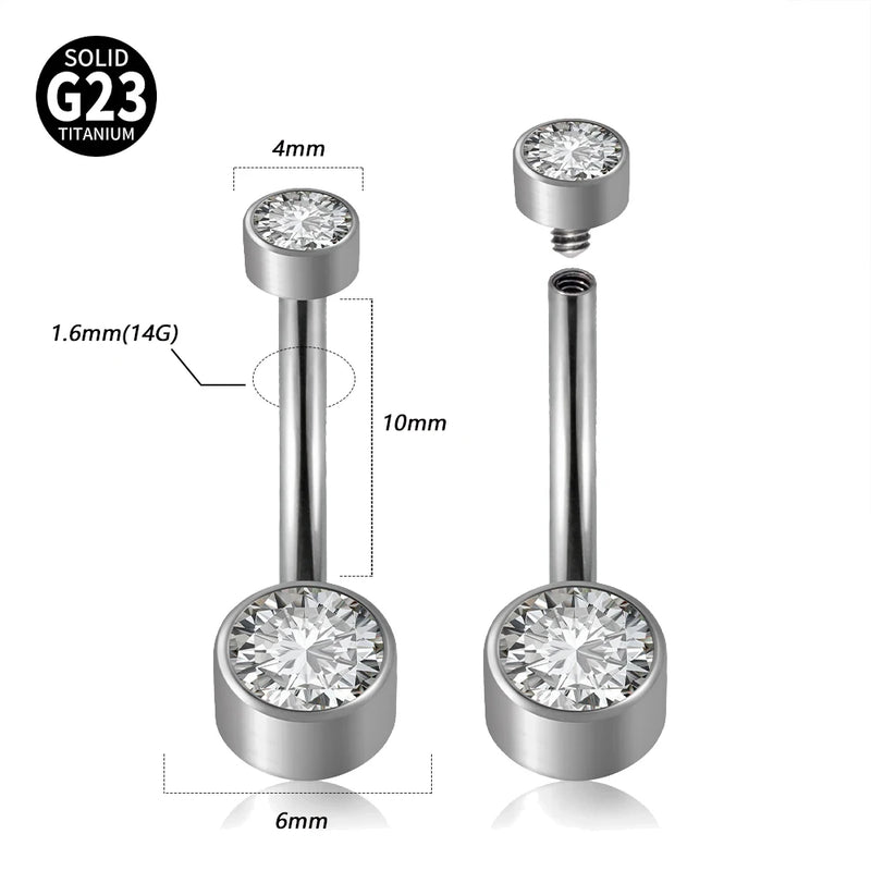 G23 Titanium Bezel Set Belly Button Ring