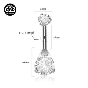 Solid Titanium Belly Button Ring Double Opal&Zircon 14G Navel Piercing