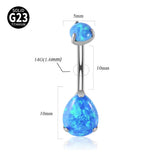 Solid Titanium Belly Button Ring Double Opal&Zircon 14G Navel Piercing