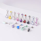 Solid Titanium Belly Button Ring Double Opal&Zircon 14G Navel Piercing