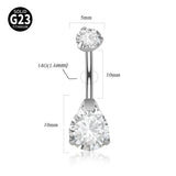 Solid Titanium Belly Button Ring Double Opal&Zircon 14G Navel Piercing
