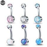 G23 Titanium Opal Crystal Belly Ring 14G