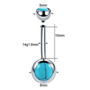 1PC G23 Titanium Crystal Gem Curved Barbell Belly Button Rings