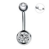 1PC G23 Titanium Crystal Gem Curved Barbell Belly Button Rings