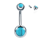 1PC G23 Titanium Crystal Gem Curved Barbell Belly Button Rings