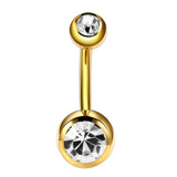 1PC G23 Titanium Crystal Gem Curved Barbell Belly Button Rings