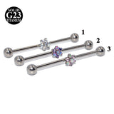 Titanium Industrial Barbell Opal Flower Gem Earring