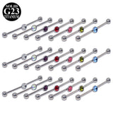 Titanium Industrial Barbell Opal Flower Gem Earring
