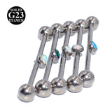 Titanium Industrial Barbell Opal Flower Gem Earring