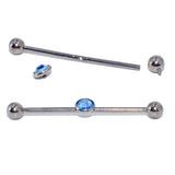 Titanium Industrial Barbell Opal Flower Gem Earring