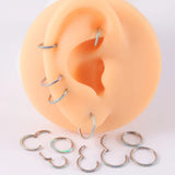 1PC G23 Titanium Opal Hinged Clicker Septum Nose Rings Hoop 16G