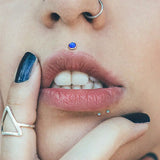16G Titanium Opal Lip Nail Cartilage Nose Stud