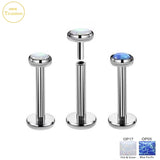 16G Titanium Opal Lip Nail Cartilage Nose Stud